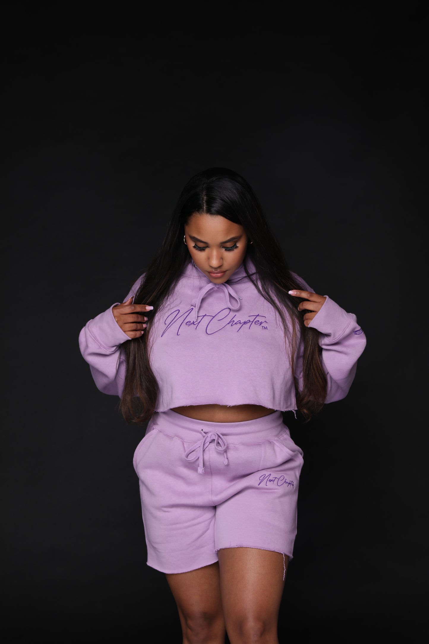 Crop Top Fleece Short set "Lavender"