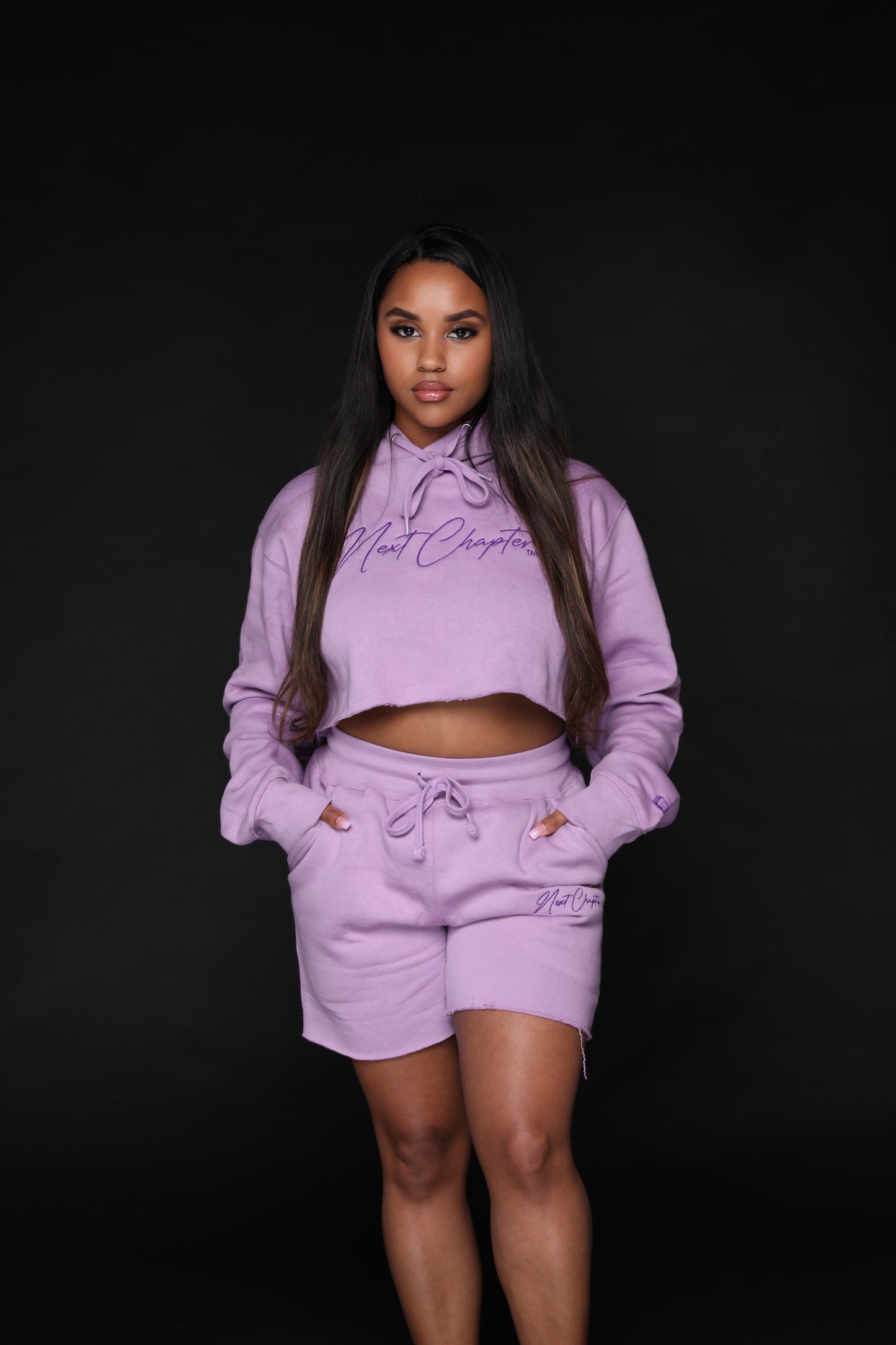 Crop Top Fleece Short set "Lavender"