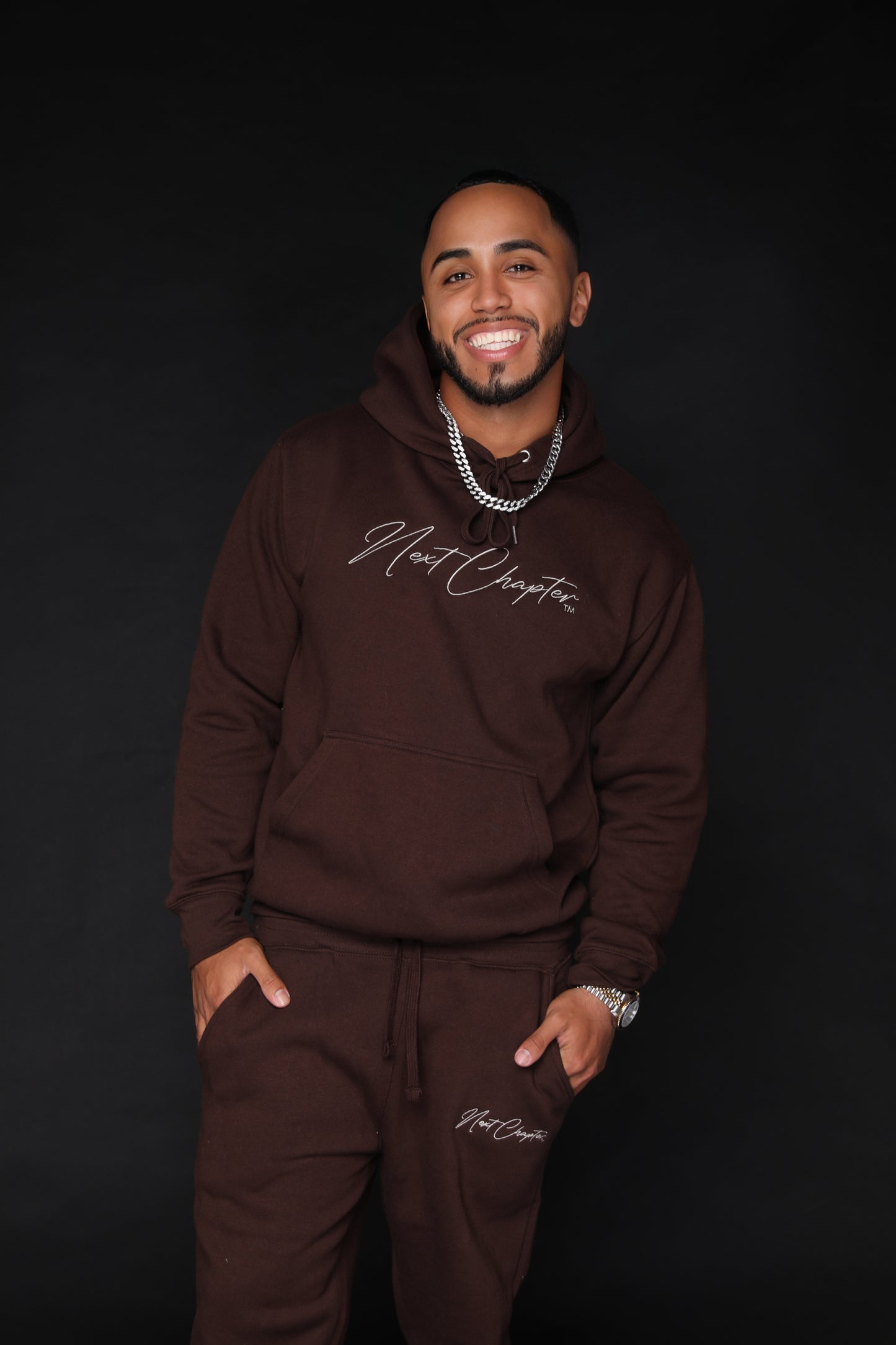 Heavy Blend Fleece Hoodie Dark Brown & Beige