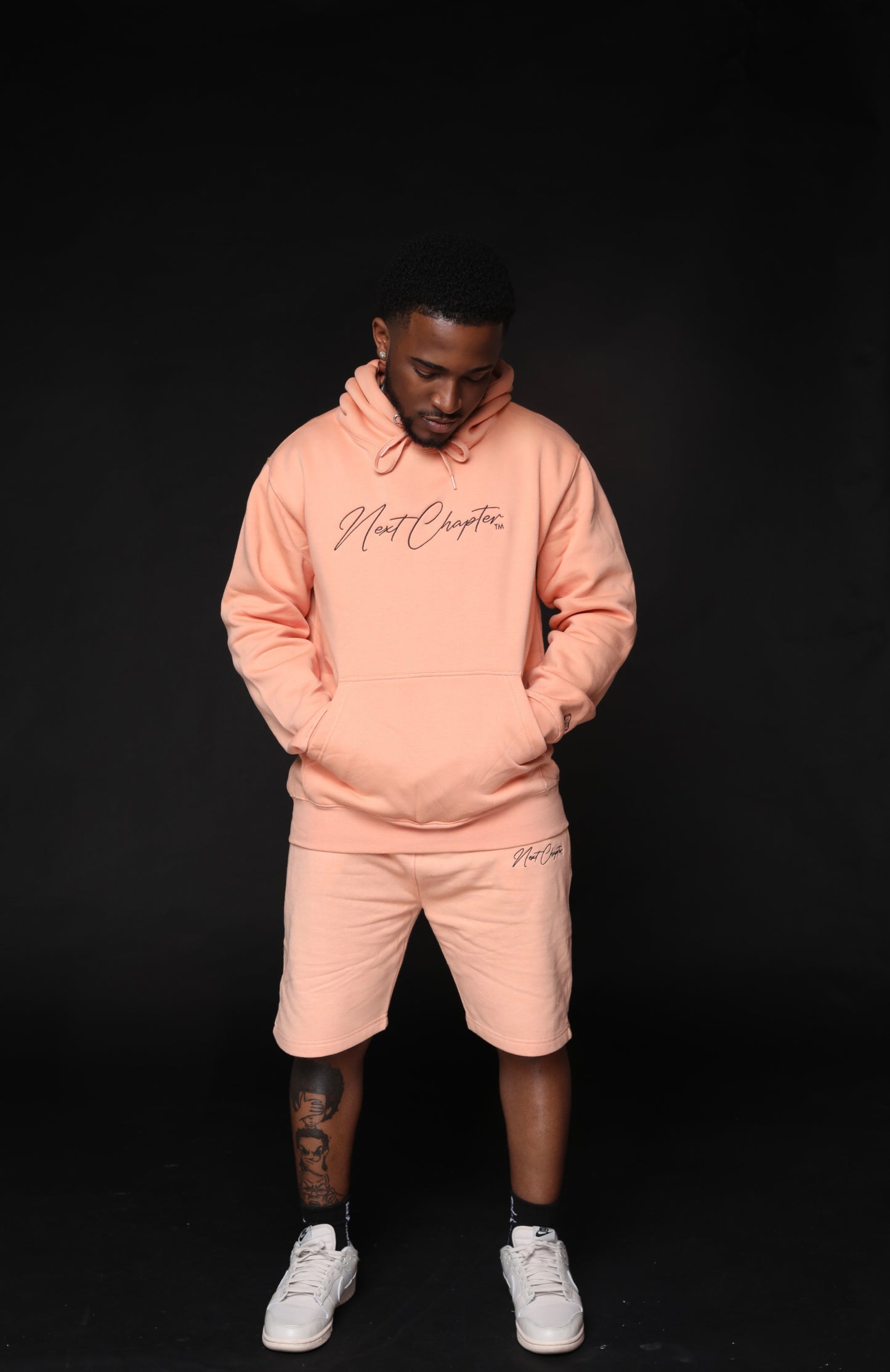 Heavy Blend Fleece Hoodie Short Set Peach