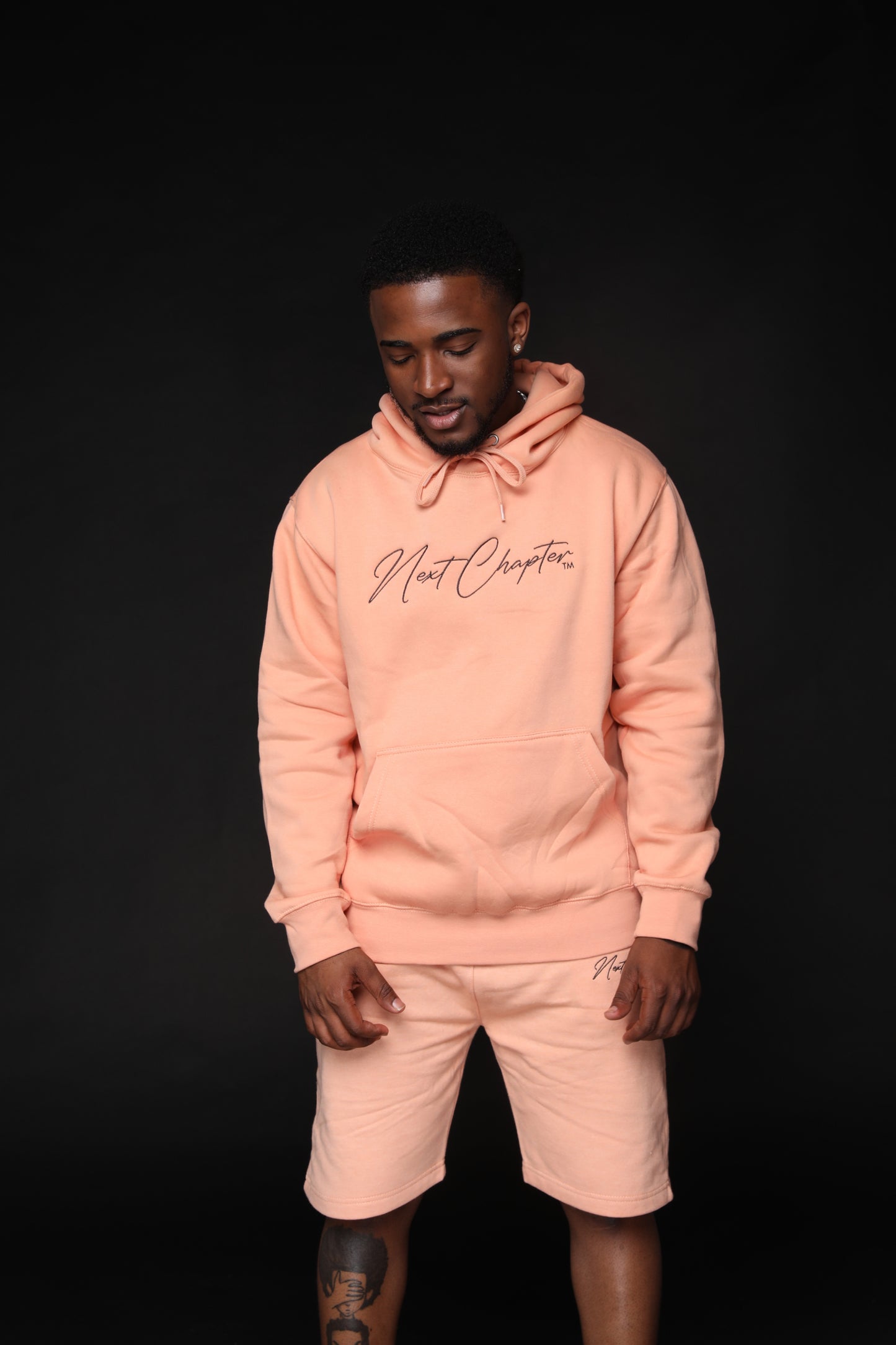 Heavy Blend Fleece Hoodie Short Set Peach