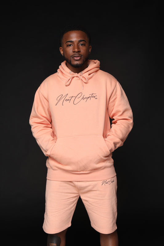 Heavy Blend Fleece Hoodie Short Set Peach