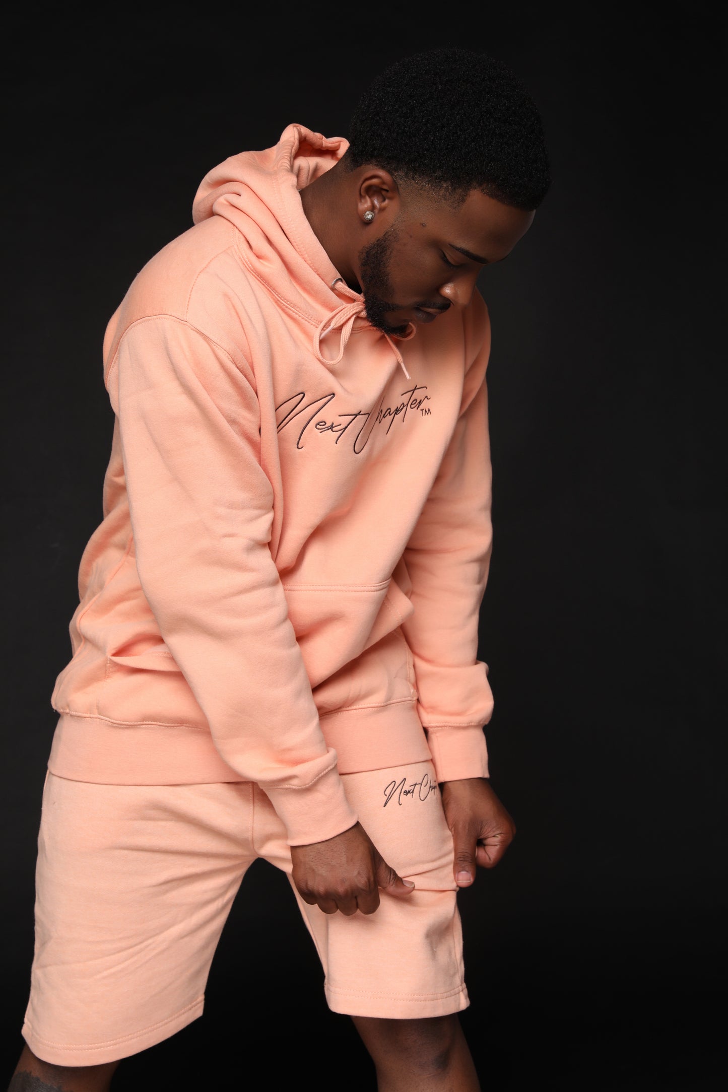 Heavy Blend Fleece Hoodie Short Set Peach